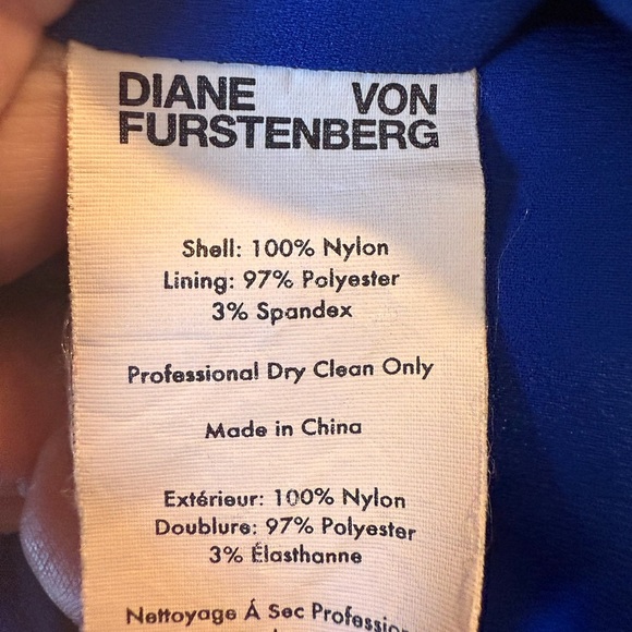 DVF Lace Royal Blue Knee Length Short Sleeve Occasion Dress - Size 12 Cocktail - Picture 9 of 10